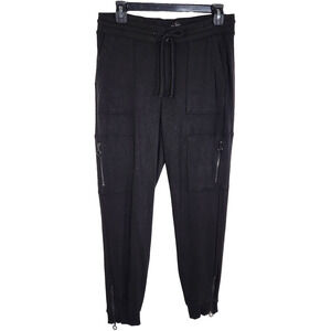 White House Black Market Womens Cargo Jogger Pant Black Small Zip Ankle Pockets